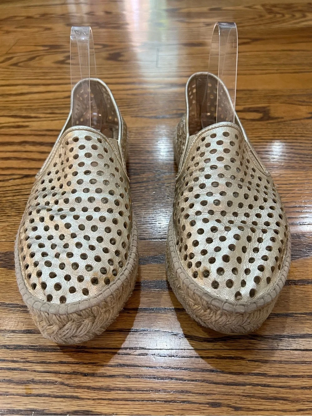 Loeffler Randall Rowan Leather Platform Espadrilles Sz 40 Gold Quiet Luxury
